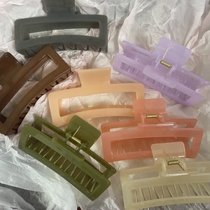 Large Rectangular Hair Claw Clip Hollow Plastic For Thick Hair Minimalist Jelly Color Hair Styling Accessories Women