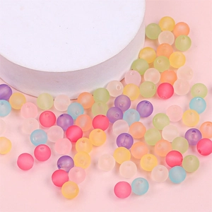 Frosted acrylic macaron beads in vibrant colors for DIY jewelry making crafts