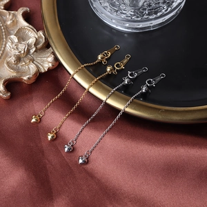 925 Sterling Silver Necklace Extension Chain Adjustable Slide Clasp With Heart Pendant For Jewelry Making DIY Findings