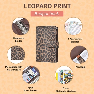 Set raccoglitore budget A6 leopardato in pelle PU con anelli a 6 fori e adesivi