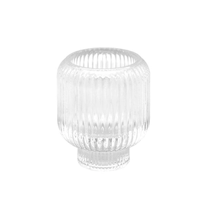 Nordic ribbed glass candle holder with a stable base for elegant dining decor