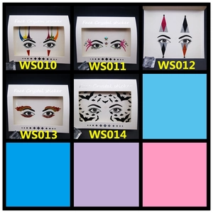 Five styles of Halloween face crystal stickers including bat and diamond designs