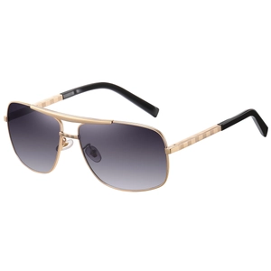 Retro square pilot sunglasses with gold metal frame and purple gradient lenses