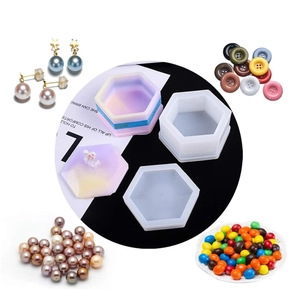 Hexagon silicone mold set for DIY crystal resin storage boxes with lid and base