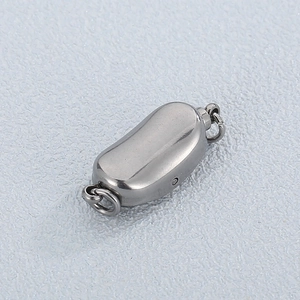 Polished silver stainless steel magnetic jewelry clasp connector with double rings