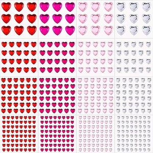 Acrylic heart rhinestone sticker set in 4 colors and sizes for DIY craft decoration