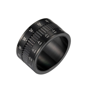 Bague rotative de 12 mm en acier titane avec échelles gravées style objectif photo