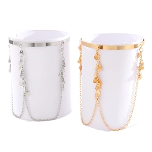 Bohemian gold and silver thigh chain with layered tassels and delicate shell pendants