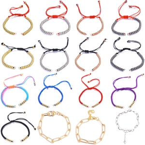 Handcrafted braided rope bracelets with metallic beads in various vibrant colors