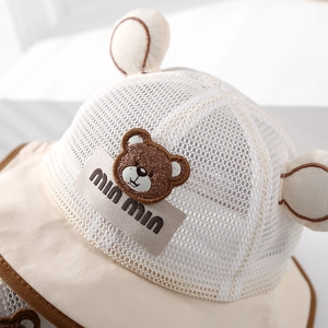 Breathable baby sun hat with cute bear ears and mesh fabric for summer sun protection