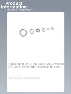 Set of 6 oval stainless steel jump rings for DIY jewelry making connector links