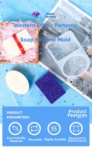 Detail of ethnic floral patterned silicone soap mold made of durable food-grade material