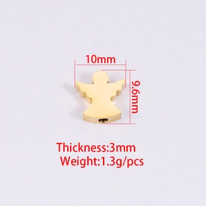 Polished gold angel DIY beads pendant in stainless steel with precise size measurements