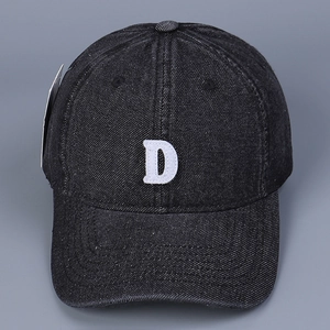 Washed Denim Baseball Cap Letter D Embroidery Adjustable Vintage Distressed Casual Sunshade Hat For Men Women Outdoor