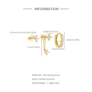 Detailed dimensions of S925 silver evil eye earring set with AAAAA cubic zirconia