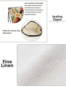 Detailed view of linen mushroom bag featuring a durable alloy zipper and spacious interior