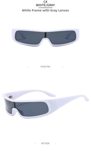 Detail view of sand white frame punk sunglasses with gray lenses in dual perspectives