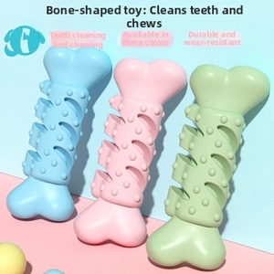 Close-up of spiral hollow TPR dog chew toys with textured nubs for dental cleaning