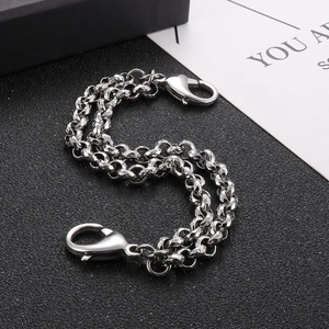 Bracelet chaîne en acier inoxydable argenté avec maillons taillés en diamant style hip-hop