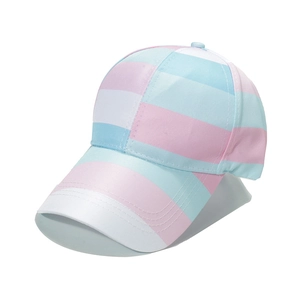 Bunte gestreifte Baseballkappe in Rosa, Blau und Weiß aus Baumwolltwill für Damen und Herren