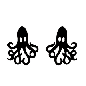 Pendientes minimalistas de pulpo negro para mujer fabricados en acero inoxidable
