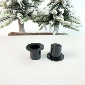 Miniature black plastic top hats for DIY Christmas crafts and doll decorations