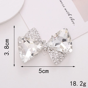 Silver bow pendant with sparkling rhinestones, 5cm width detail for DIY accessories