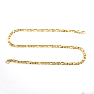 Polierte goldene Figaro-Halskette mit 3:1-Gliederdesign und Karabinerverschluss
