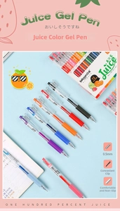 Detail of 0.5mm retractable gel pens in six vibrant colors with anti-slip grips