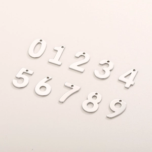 Pendentifs chiffres 0-9 minimalistes en acier inoxydable argenté pour bijoux DIY