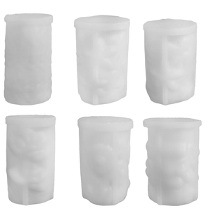 Set of 6 white silicone molds for DIY lavender and sunflower textured cylindrical candles