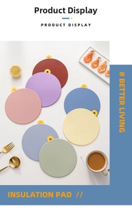 Detailed top view of silicone insulation pads in seven macaron colors with hanging holes