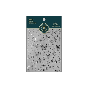Gothic style nail stickers with black butterfly snake and moon patterns model M-381