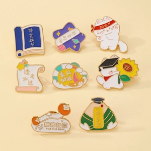Set of 8 colorful enamel metal pins for student motivation and graduation gifts