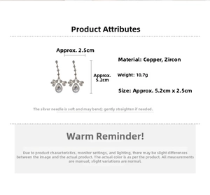 Detailed technical specifications for silver needle teardrop tassel zircon earrings