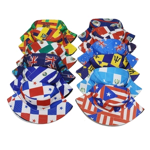 Bobs d'été unisexes avec imprimés de drapeaux nationaux divers en toile de coton respirante