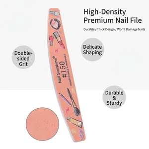 Washable 150 grit double-sided nail file with pink cartoon makeup patterns