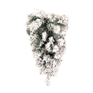 Hanging flocked Christmas tree with snow effect and green PVC branches for holiday decor