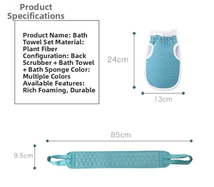 Exfoliating set detail showing honeycomb texture of plant fiber back scrubber and glove