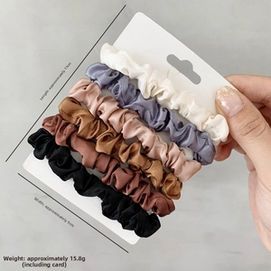 Detailed size view showing 11cm length and 9cm width of the satin hair scrunchies set