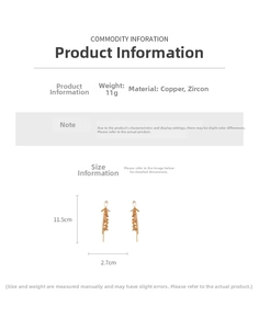 Size chart for star tassel earrings showing height 11.5cm and width 2.7cm dimensions