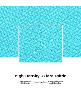 Water-resistant oxford fabric detail of a blue backpack with close-up on fabric texture
