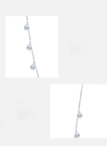 Détail du collier choker en argent 925 avec des pierres de zircon en forme de goutte