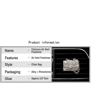 Sparkling rhinestone handbag car vent clip air freshener and luxury interior decoration