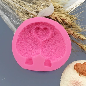 Pink silicone corgi butt chocolate mold with heart pattern for DIY pet treat snacks