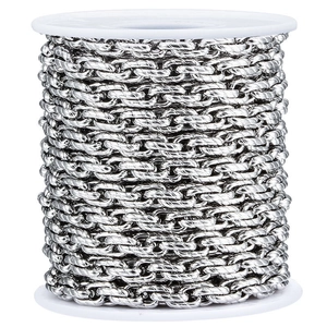 Rotolo di catena intrecciata in acciaio inossidabile argento per creazione gioielli DIY