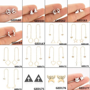 Variety of minimalist animal and geometric stud earrings in gold, silver and black finish