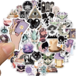50pcs mystic witch tarot stickers for decorating laptops and waterproof guitar DIY decor