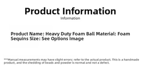 Detail of heavy foam sequins ball material and manual craftsmanship information for Christmas