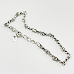 Minimalist 925 sterling silver handmade twisted rope chain bracelet with lobster clasp